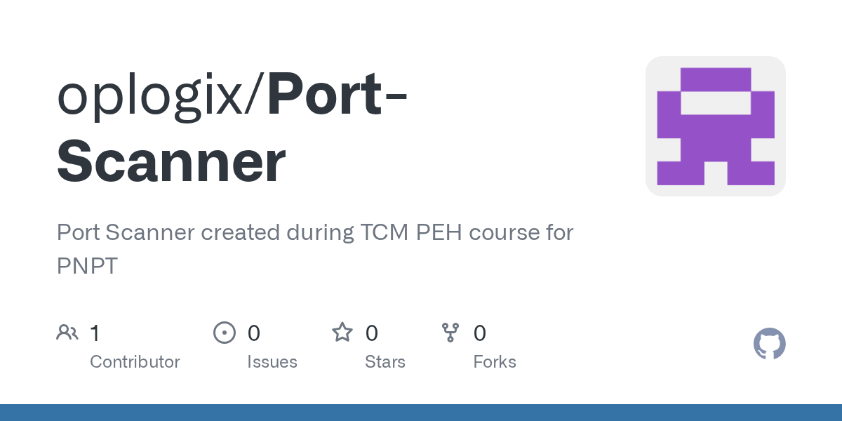 GitHub oplogix/PortScanner Port Scanner created during TCM PEH