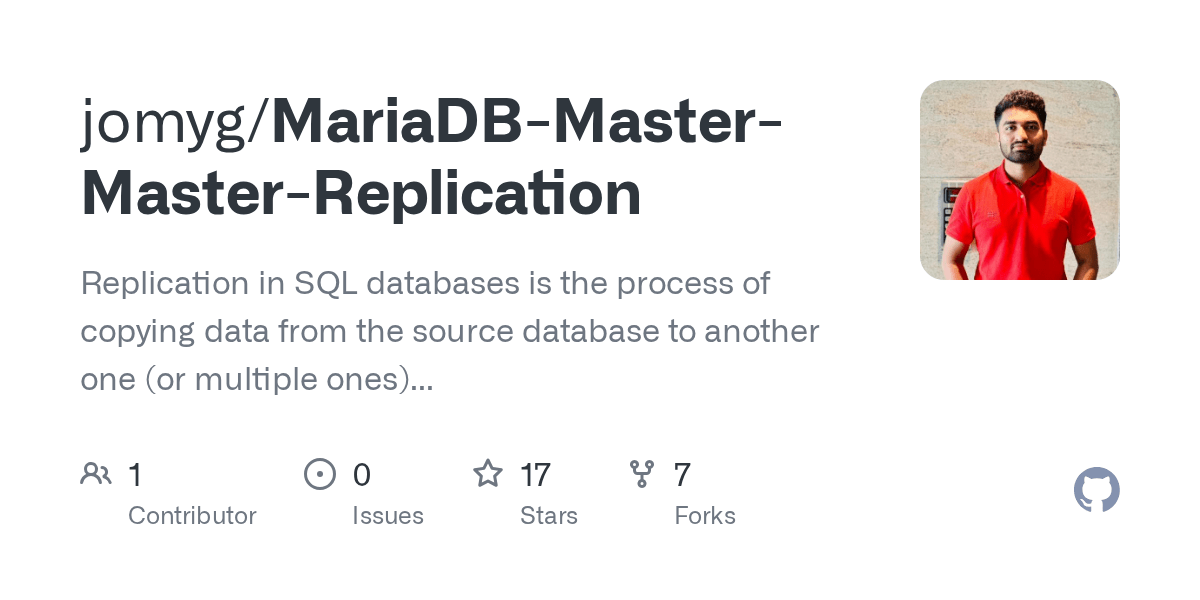 GitHub jomyg/MariaDBMasterMasterReplication Replication in SQL