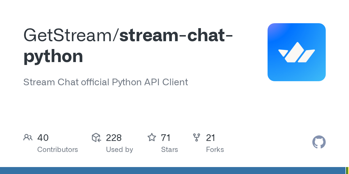 GitHub GetStream/streamchatpython Stream Chat official Python API