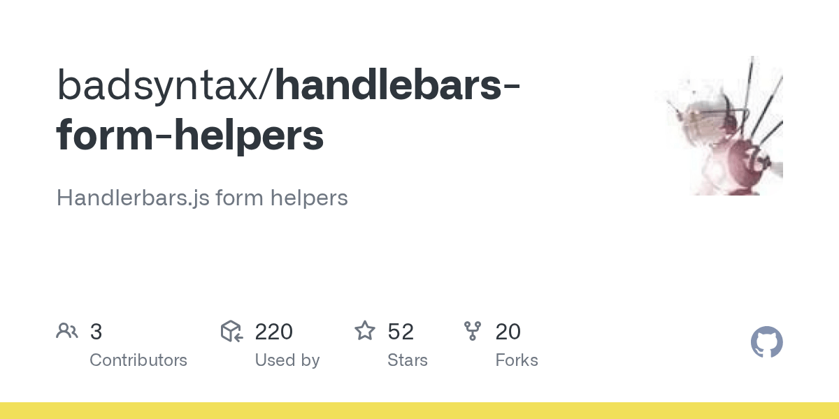 GitHub badsyntax/handlebarsformhelpers Handlerbars.js form helpers