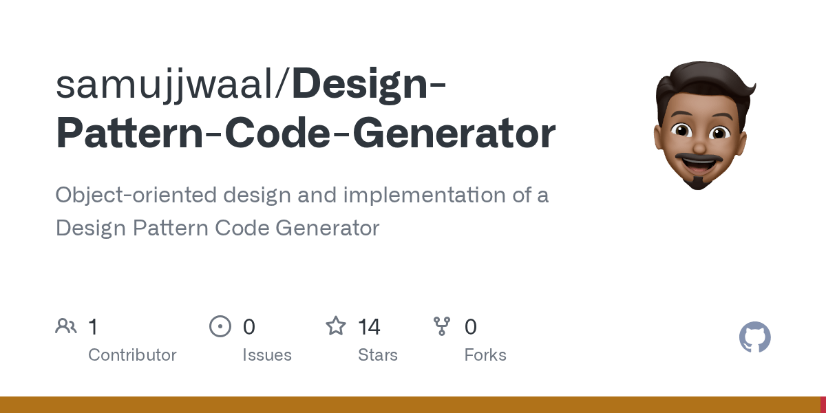 GitHub samujjwaal/DesignPatternCodeGenerator Objectoriented