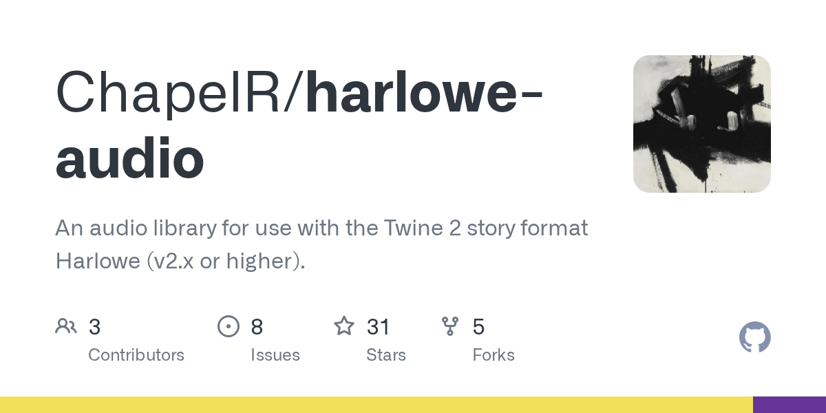 GitHub ChapelR/harloweaudio An audio library for use with the Twine