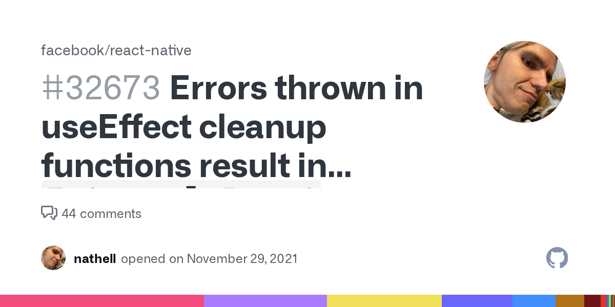 Errors thrown in useEffect cleanup functions result in `Internal React