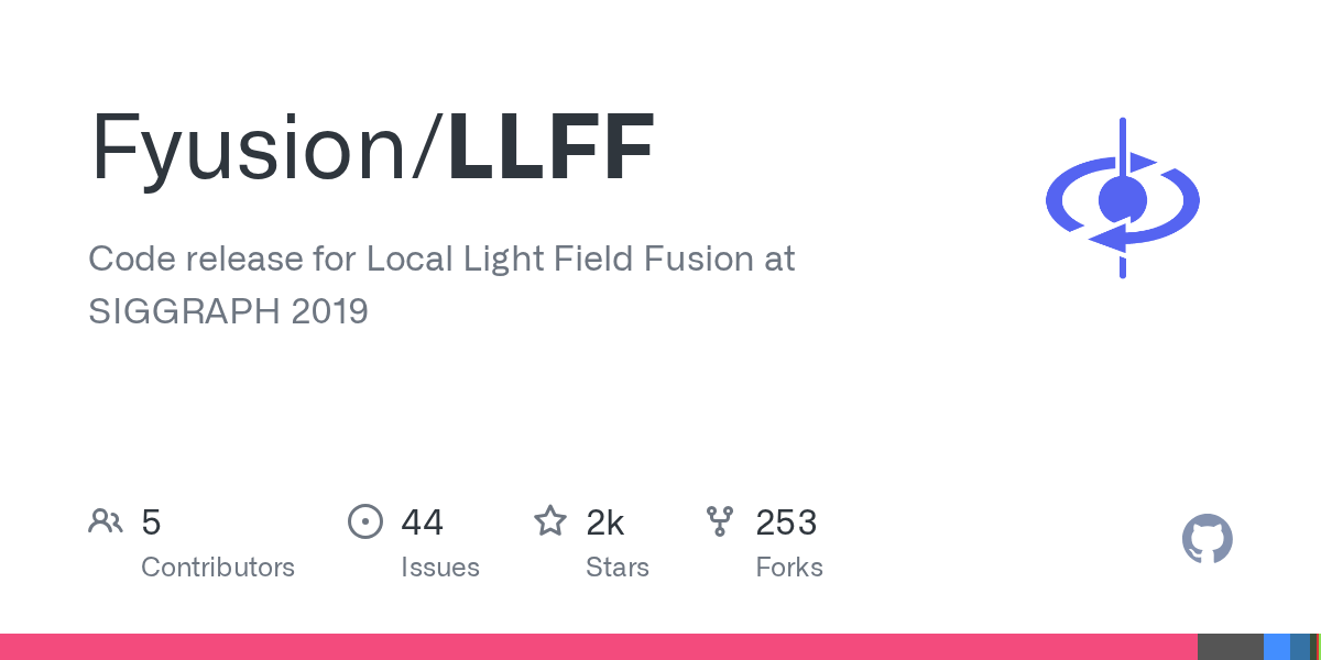 GitHub Fyusion/LLFF Code release for Local Light Field Fusion at
