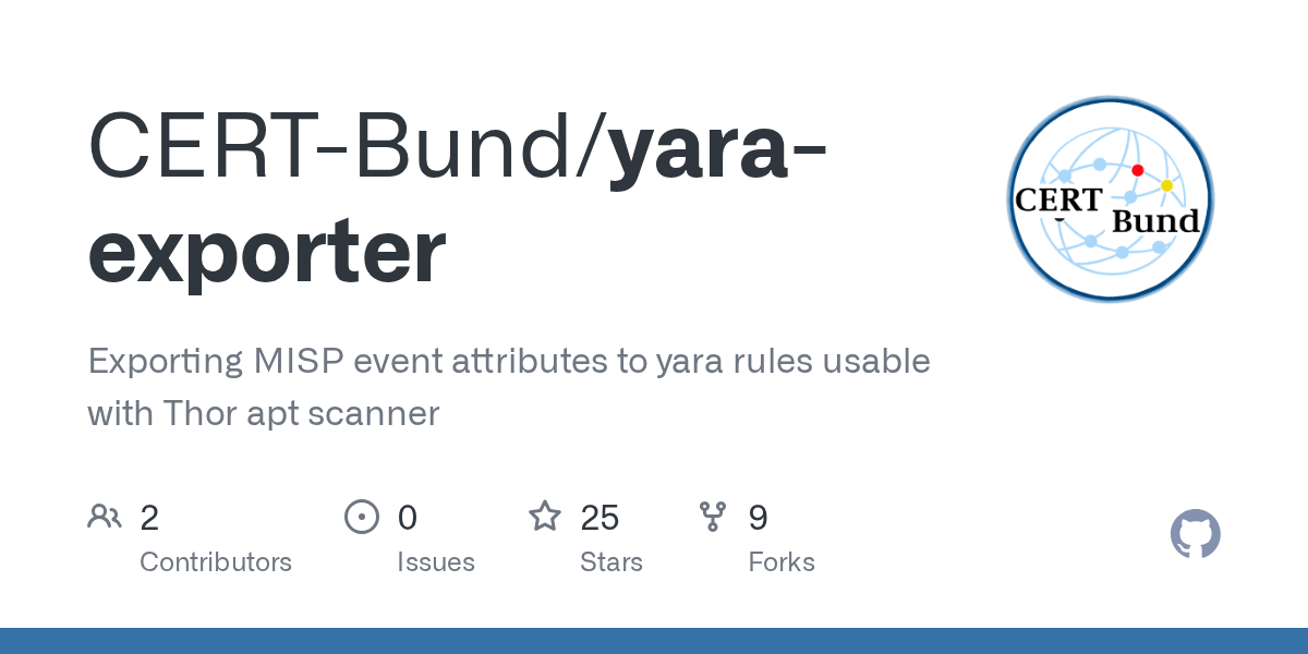 GitHub CERTBund/yaraexporter Exporting MISP event attributes to