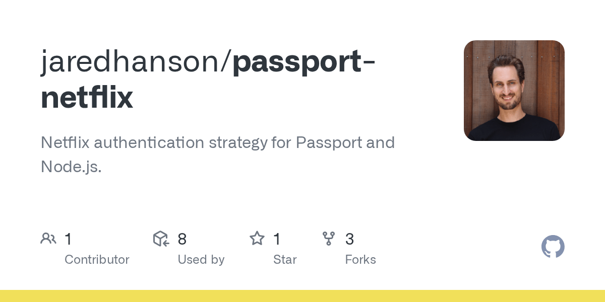 GitHub Netflix authentication strategy for Passport and Node.js.