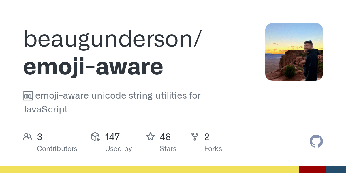 GitHub beaugunderson/emojiaware 🆒 emojiaware unicode string utilities for JavaScript
