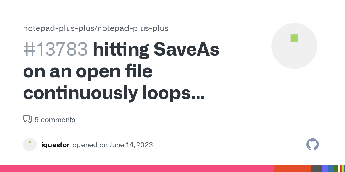 hitting SaveAs on an open file continuously loops through open files if