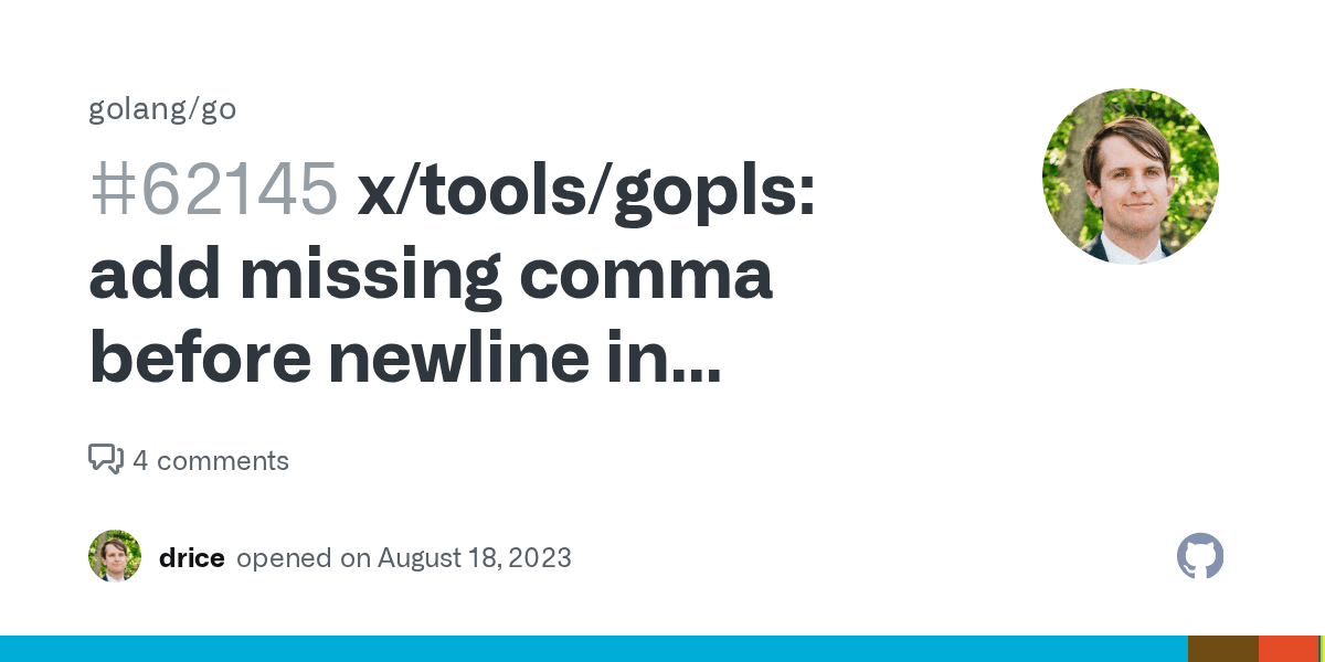 x/tools/gopls add missing comma before newline in composite literal