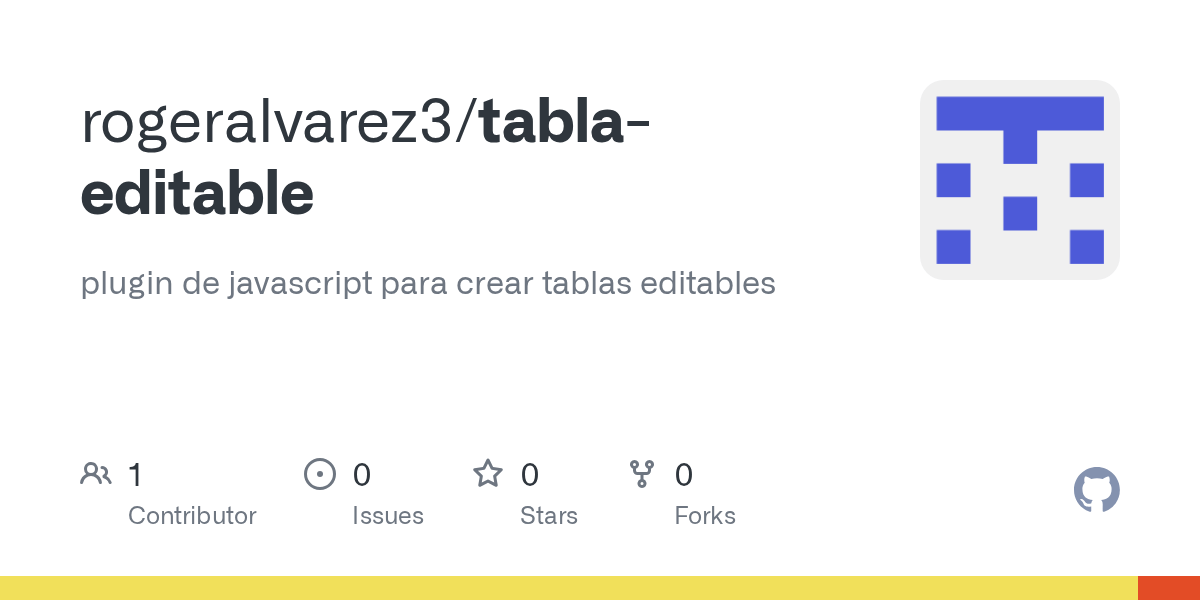 GitHub rogeralvarez3/tablaeditable plugin de javascript para crear