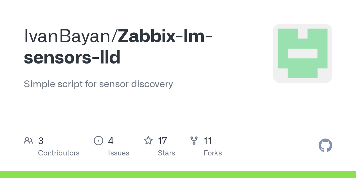 GitHub IvanBayan/Zabbixlmsensorslld Simple script for sensor