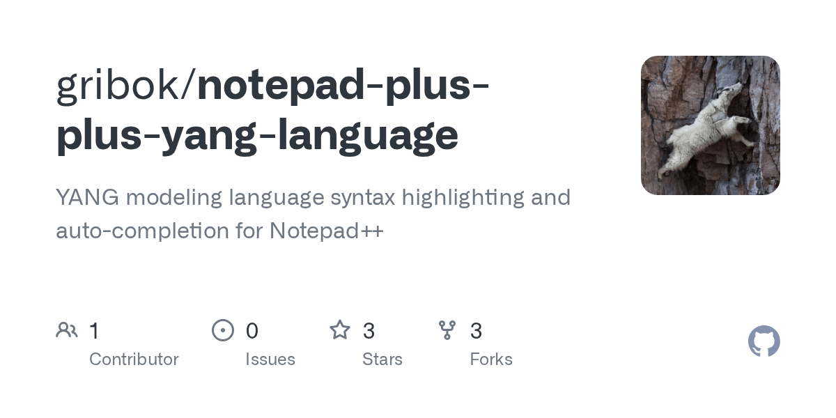 GitHub gribok/notepadplusplusyanglanguage YANG modeling language