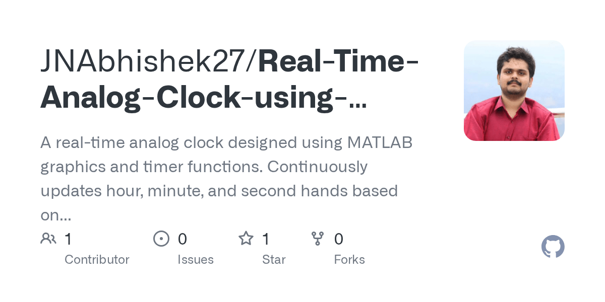 GitHub JNAbhishek27/RealTimeAnalogClockusingMATLAB