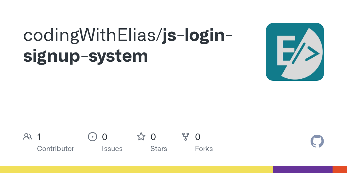 GitHub codingWithElias/jsloginsignupsystem