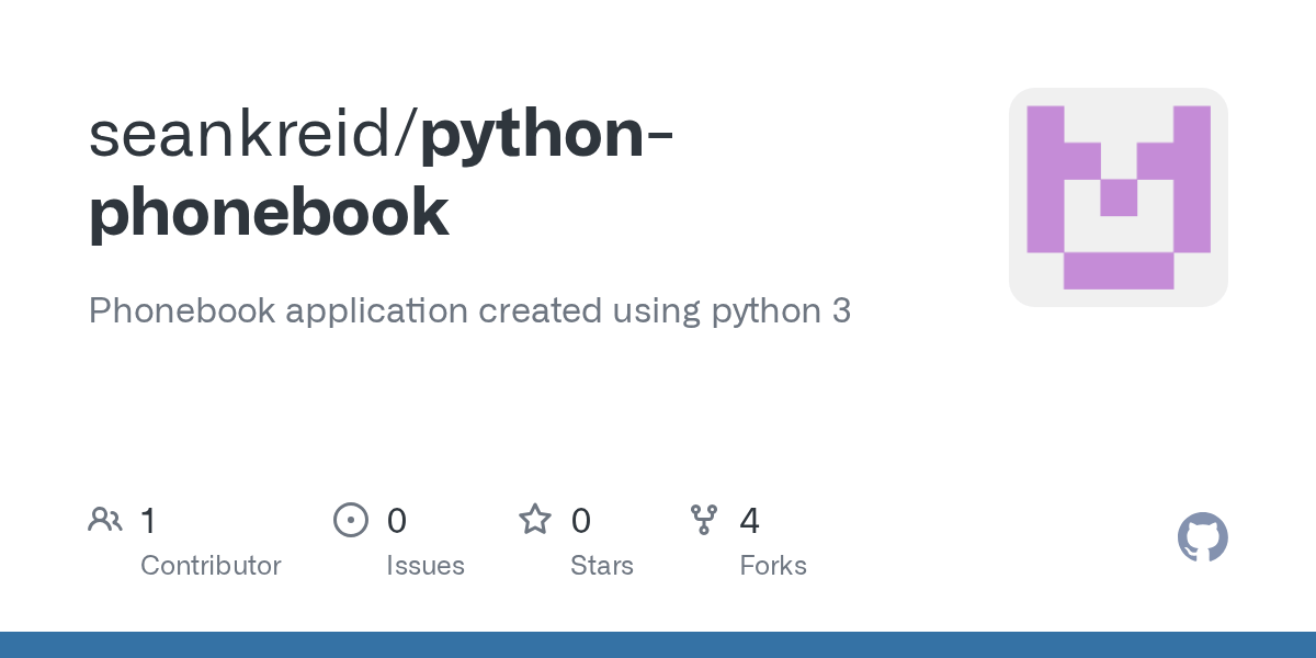 GitHub seankreid/pythonphonebook Phonebook application created