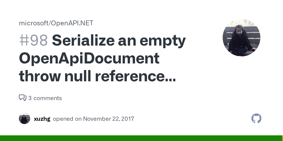 Serialize an empty OpenApiDocument throw null reference exception