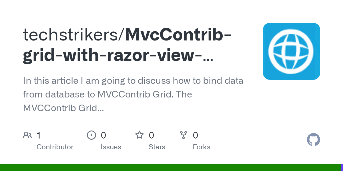 GitHub techstrikers/MvcContribgridwithrazorviewandentity