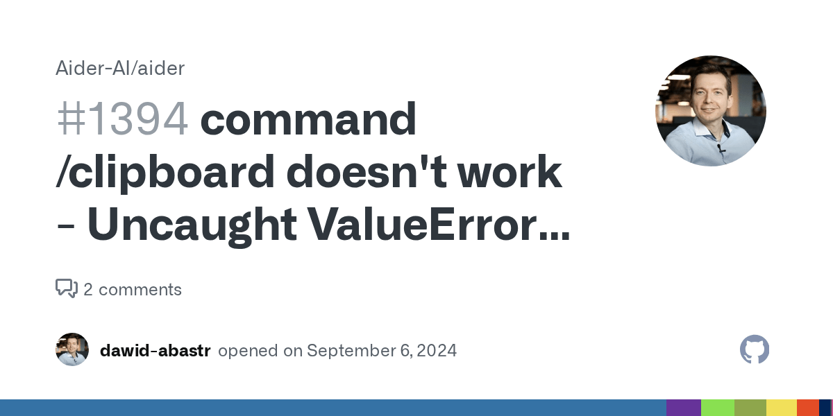 command /clipboard doesn't work Uncaught ValueError in · Issue 1394