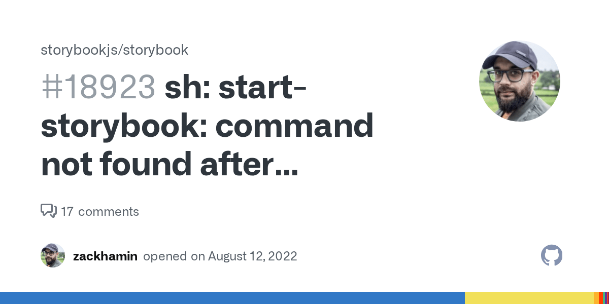 sh startstorybook command not found after upgrading to latest