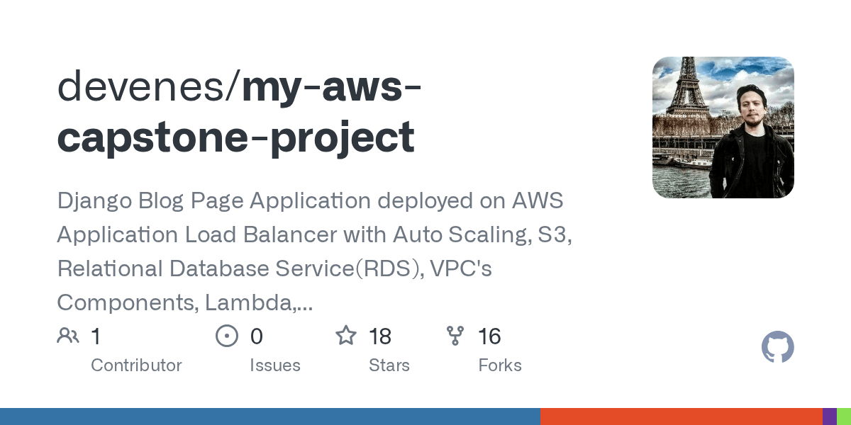 GitHub devenes/myawscapstoneproject Django Blog Page Application deployed on AWS