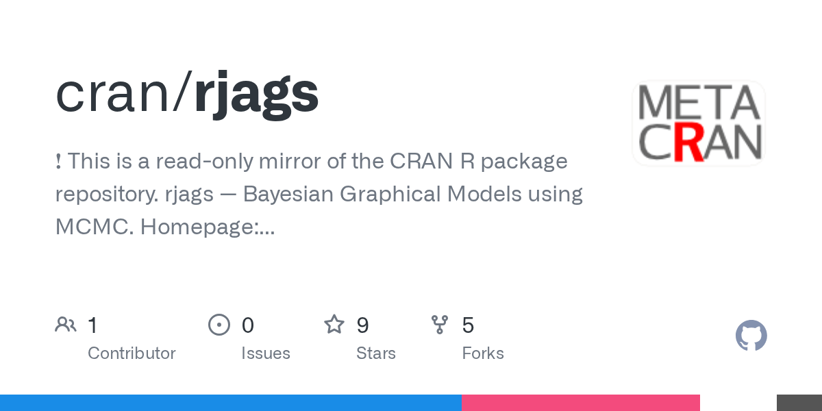 GitHub cran/rjags exclamation This is a readonly mirror of the