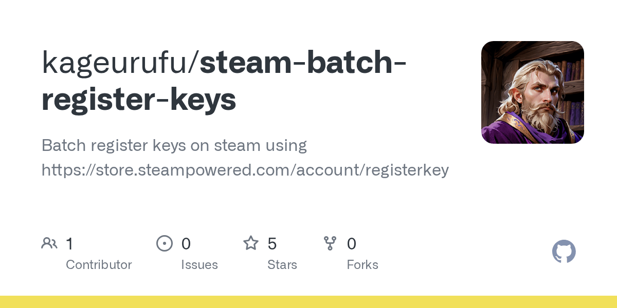GitHub kageurufu/steambatchregisterkeys Batch register keys on