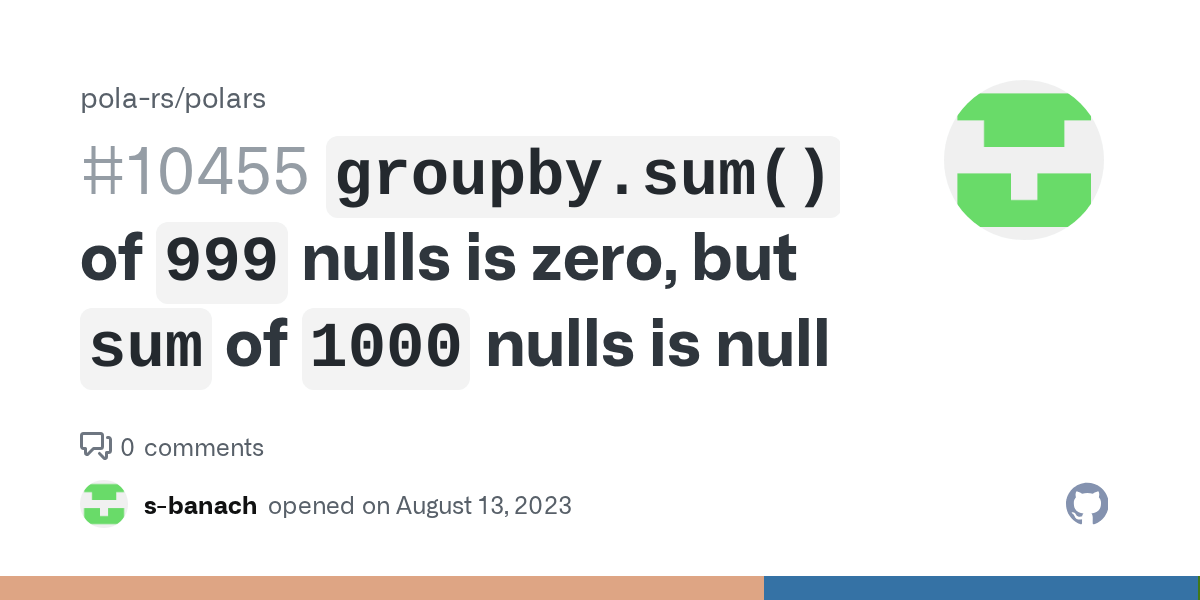`groupby.sum()` of `999` nulls is zero, but `sum` of `1000` nulls is