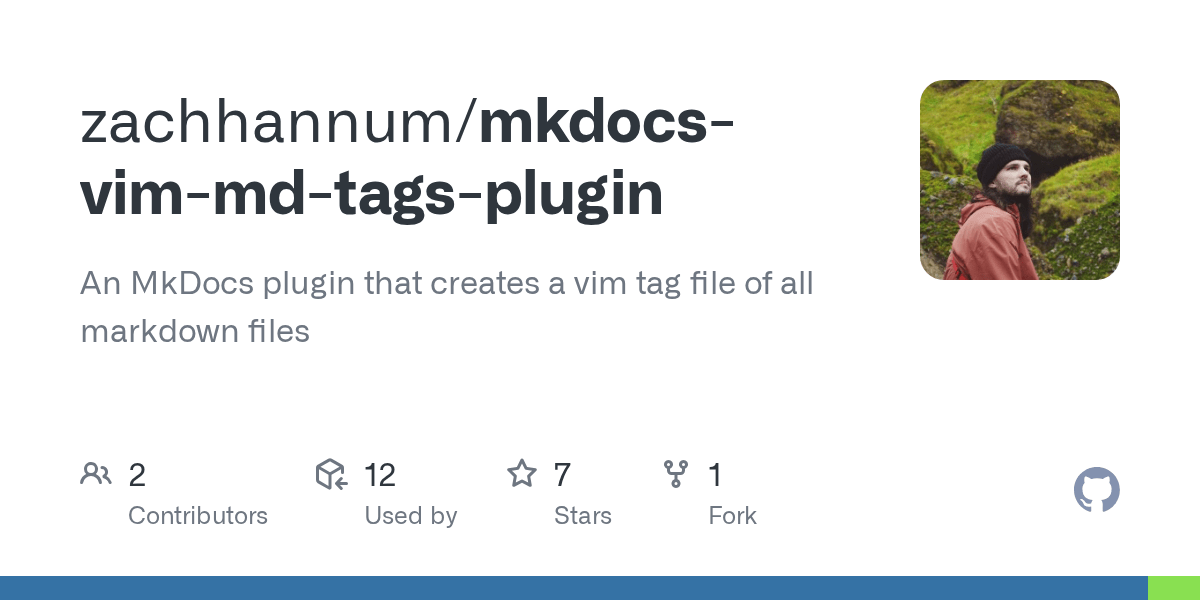 GitHub zachhannum/mkdocsvimmdtagsplugin An MkDocs plugin that