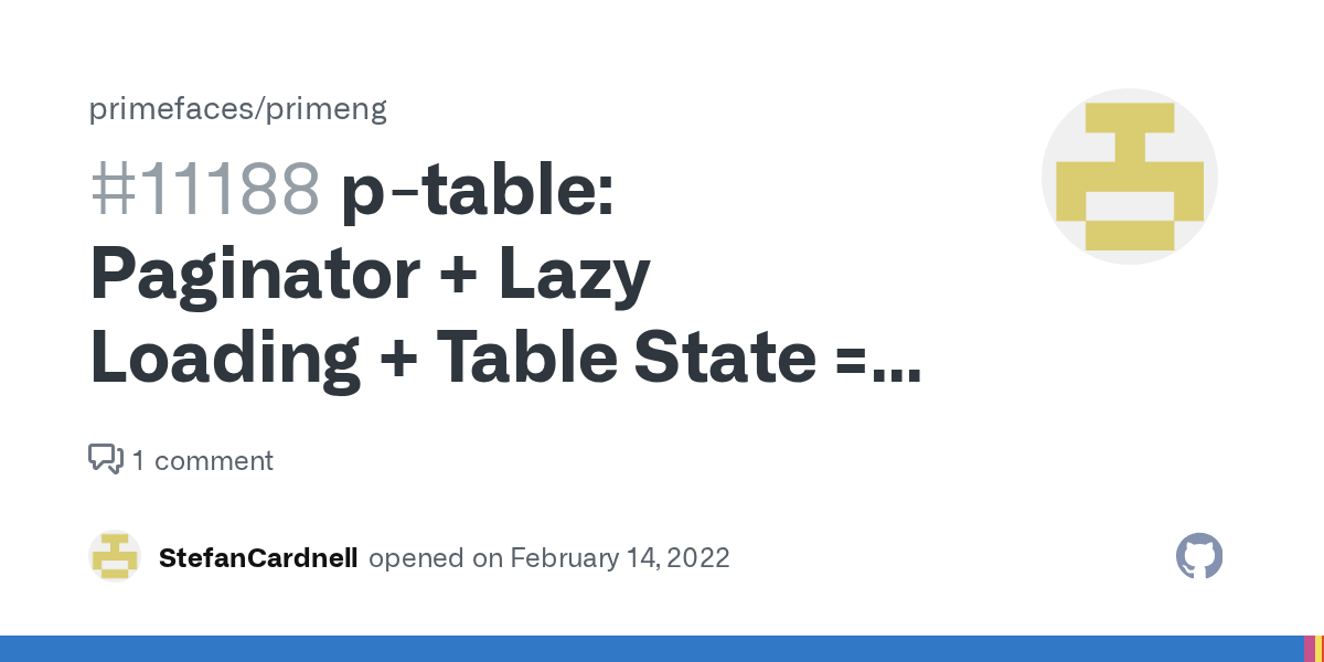 ptable Paginator + Lazy Loading + Table State = No pagination links