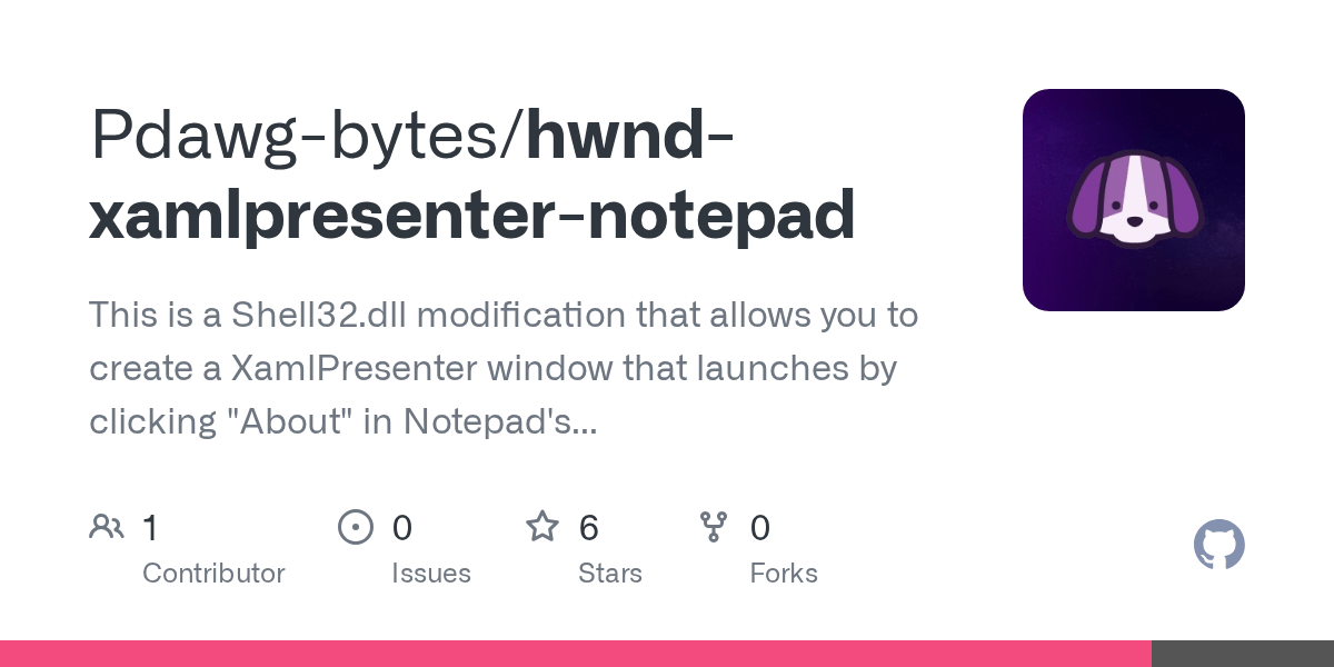 GitHub Pdawgbytes/hwndxamlpresenternotepad This is a Shell32.dll