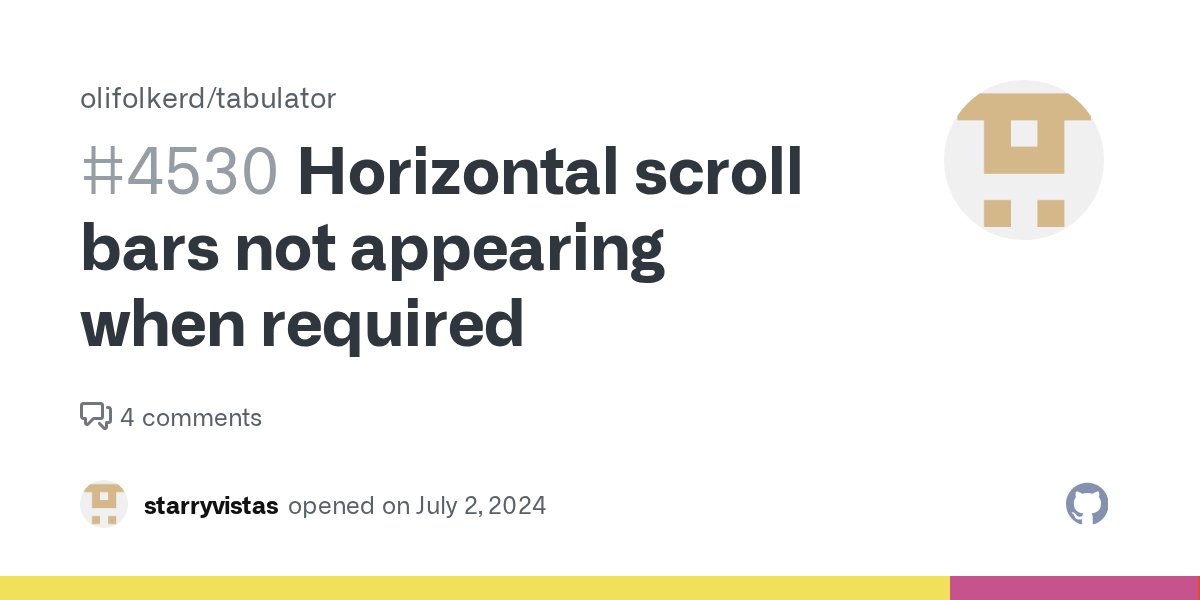 Horizontal scroll bars not appearing when required · Issue 4530