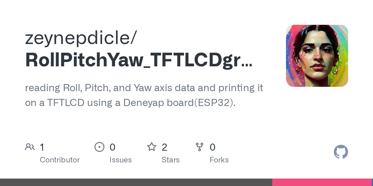 GitHub zeynepdicle/RollPitchYaw_TFTLCDgraph reading Roll, Pitch, and