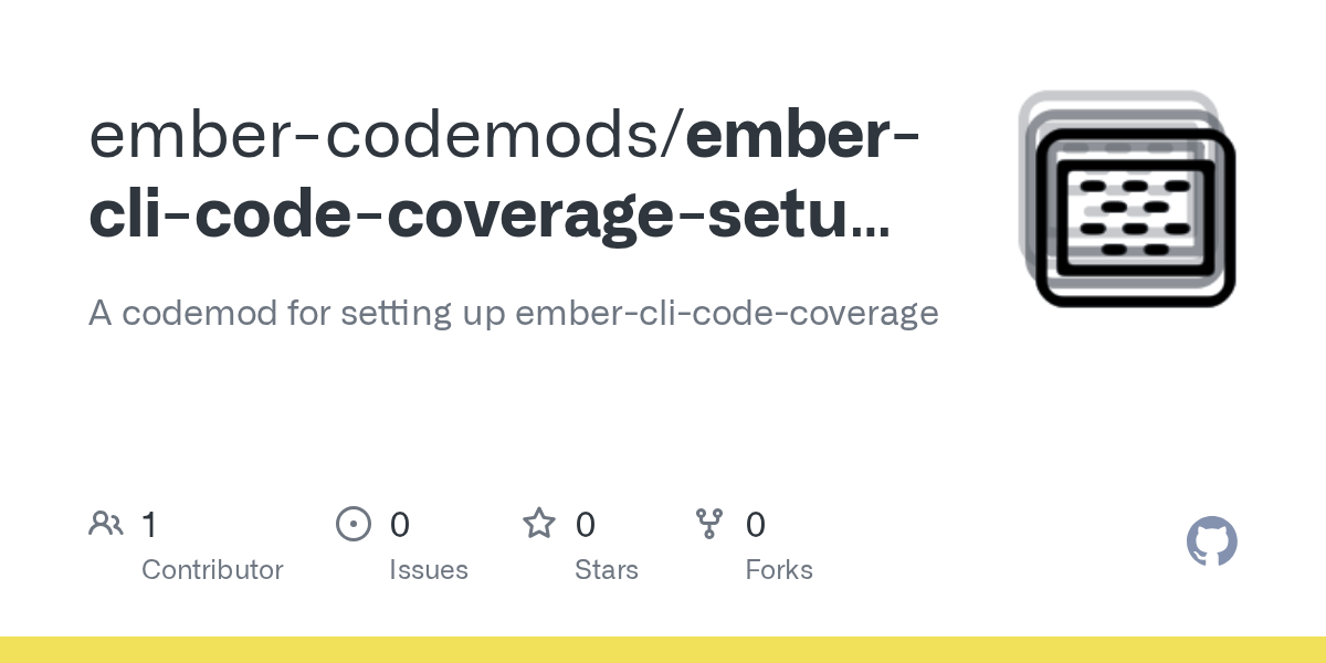 GitHub embercodemods/emberclicodecoveragesetupcodemod A