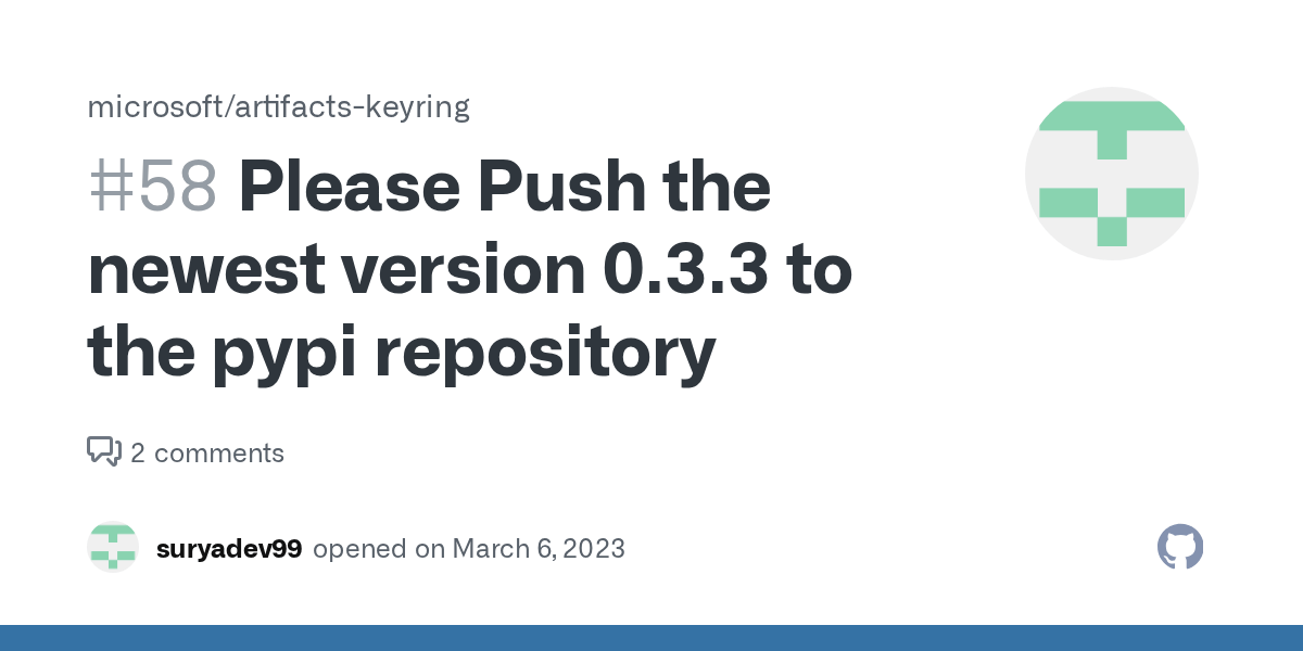 Please Push the newest version 0.3.3 to the pypi repository · Issue 58