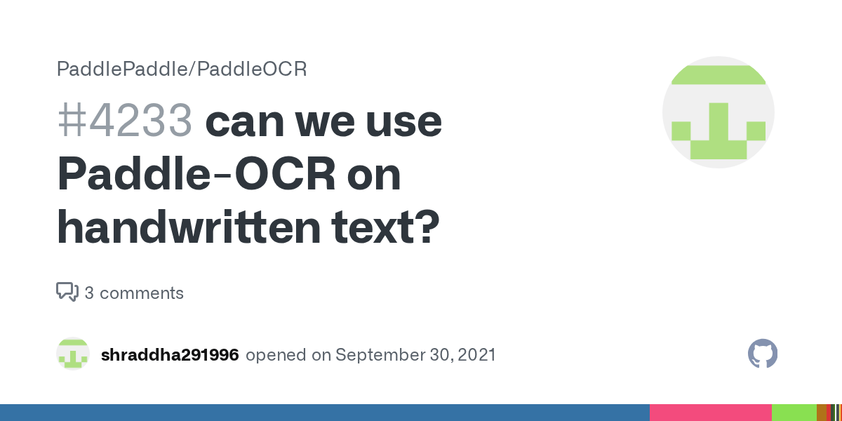 can we use PaddleOCR on handwritten text? · Issue 4233 · PaddlePaddle