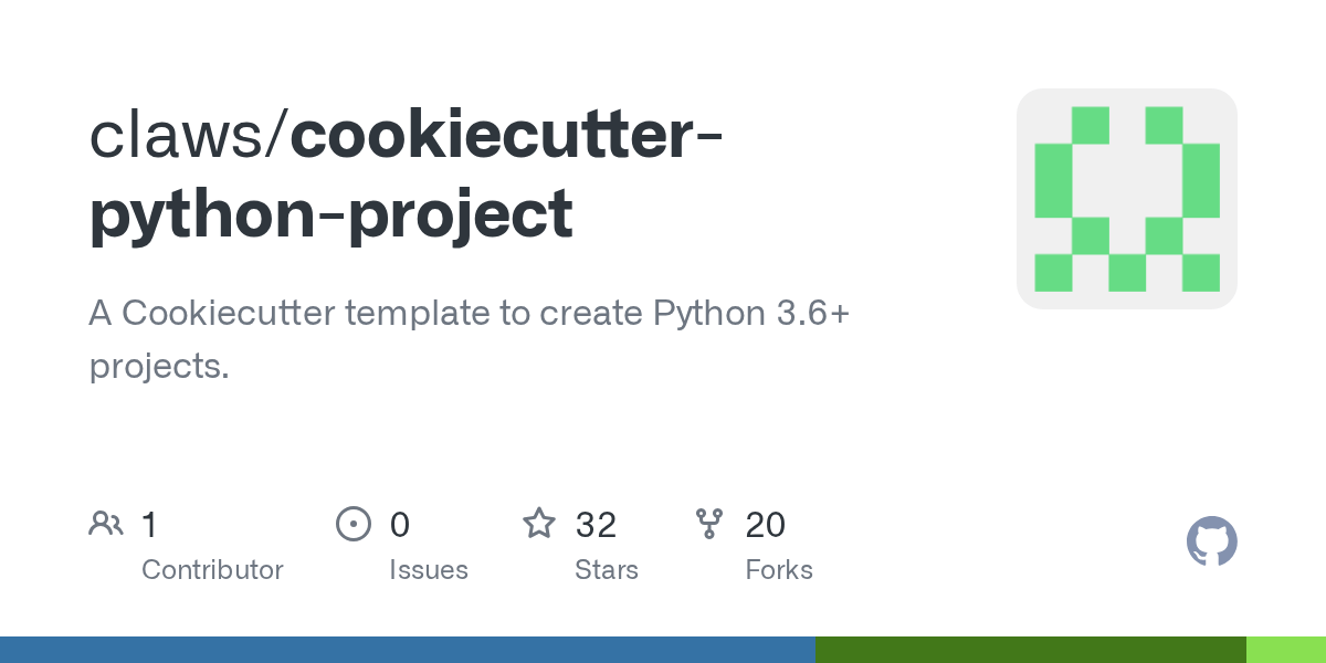 GitHub claws/cookiecutterpythonproject A Cookiecutter template to