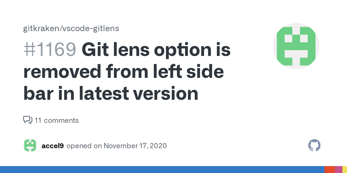 Git lens option is removed from left side bar in latest version · Issue