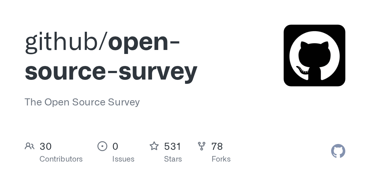 GitHub github/opensourcesurvey The Open Source Survey