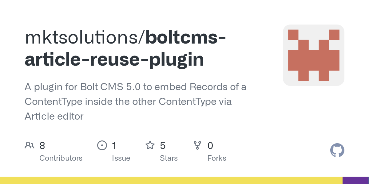 GitHub mktsolutions/boltcmsarticlereuseplugin A plugin for Bolt