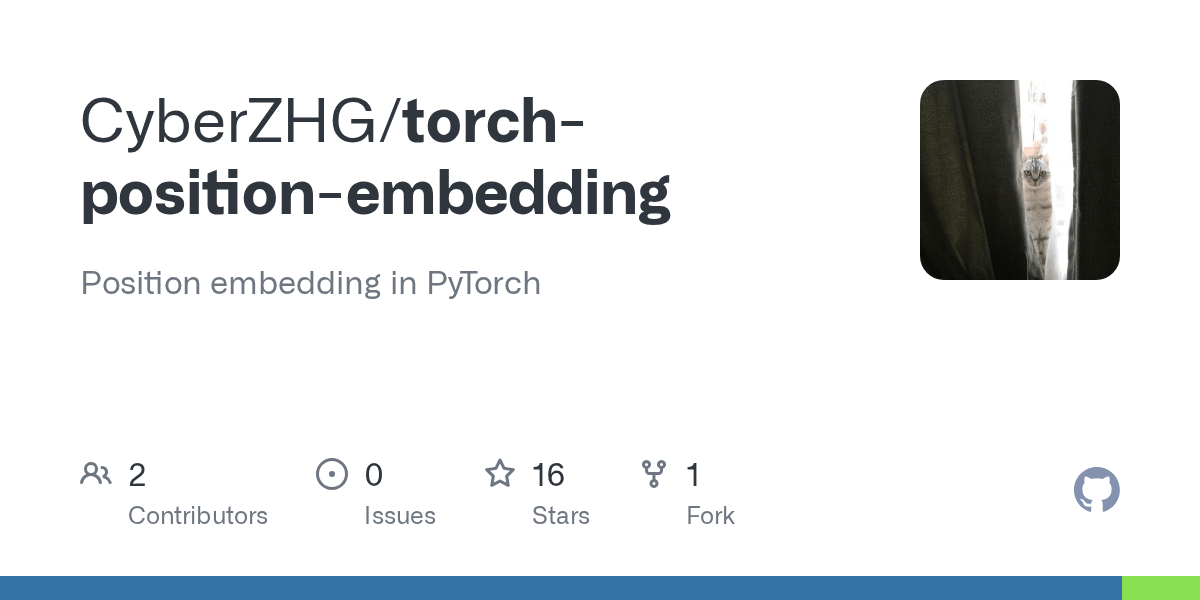 GitHub CyberZHG/torchpositionembedding Position embedding in PyTorch