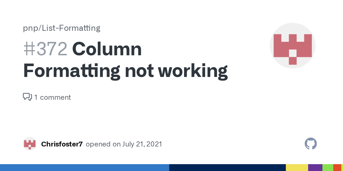 Column Formatting not working · Issue 372 · pnp/ListFormatting · GitHub