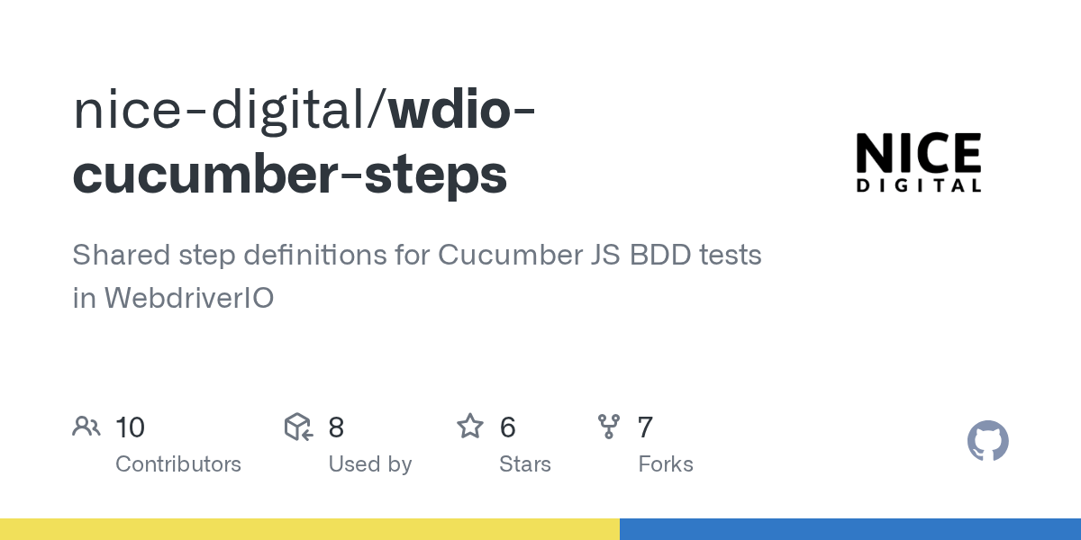 GitHub nicedigital/wdiocucumbersteps Shared step definitions for