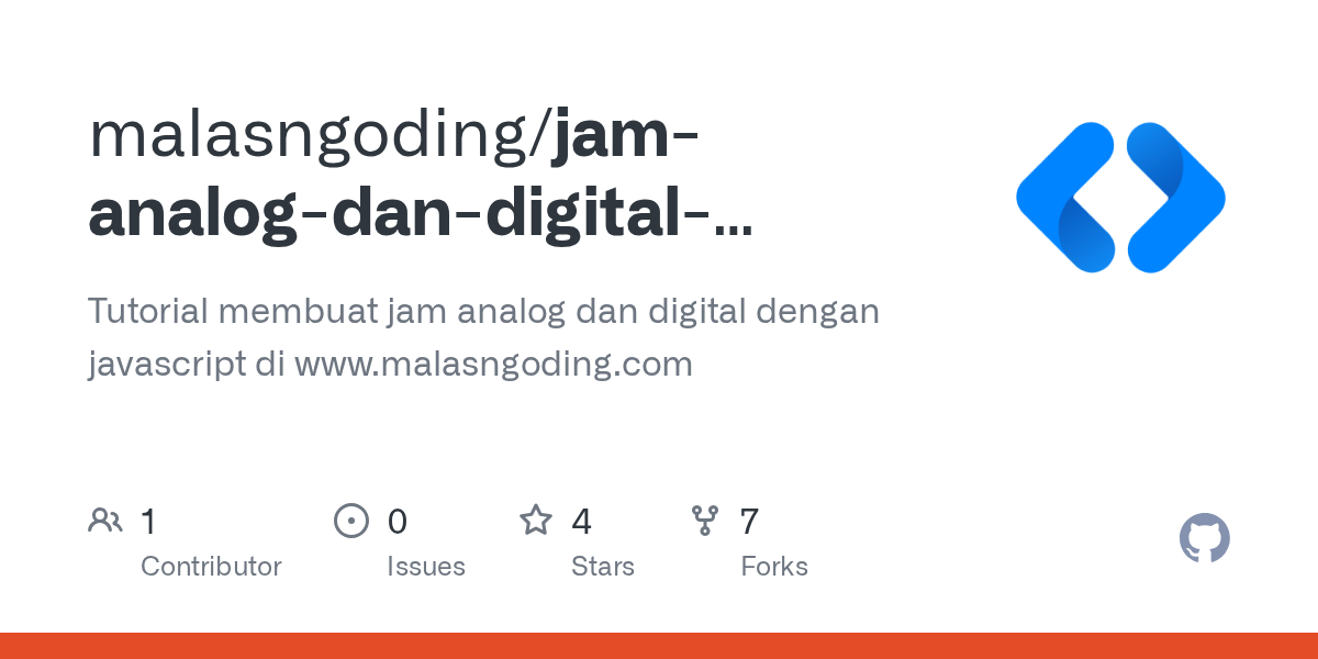 GitHub malasngoding/jamanalogdandigitaljavascript Tutorial