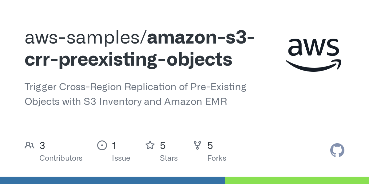 GitHub awssamples/amazons3crrpreexistingobjects Trigger Cross