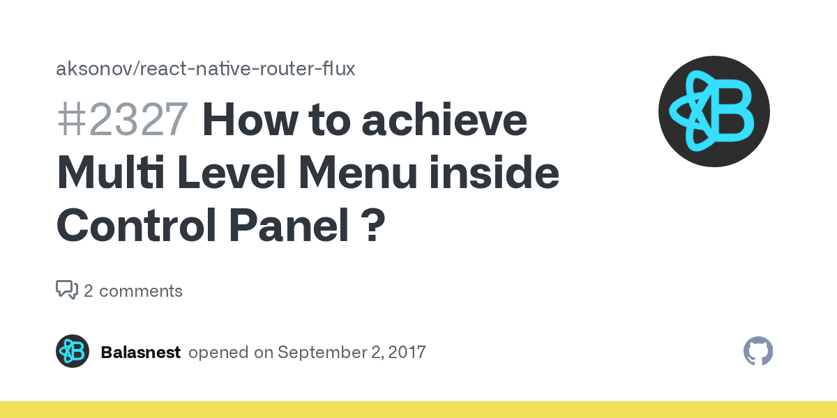 How to achieve Multi Level Menu inside Control Panel ? · Issue 2327