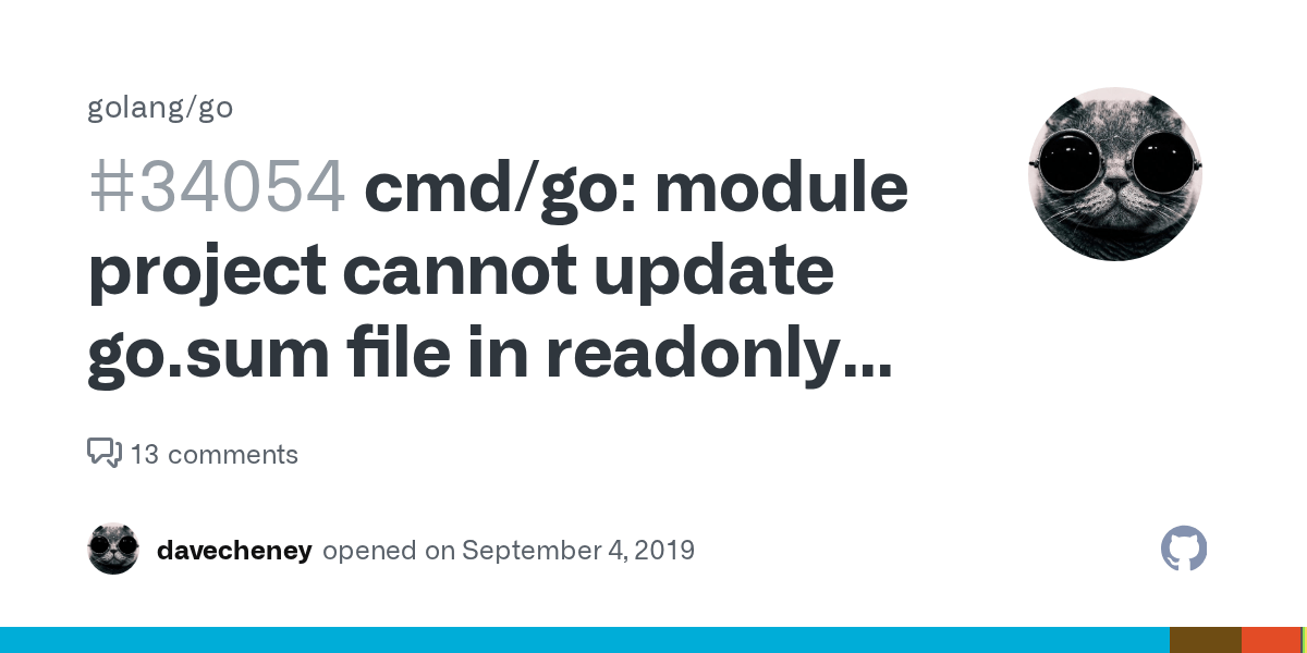 cmd/go module project cannot update go.sum file in readonly mode