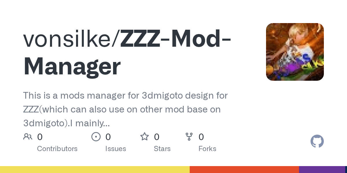 GitHub vonsilke/ZZZModManager This is a mods manager for 3dmigoto