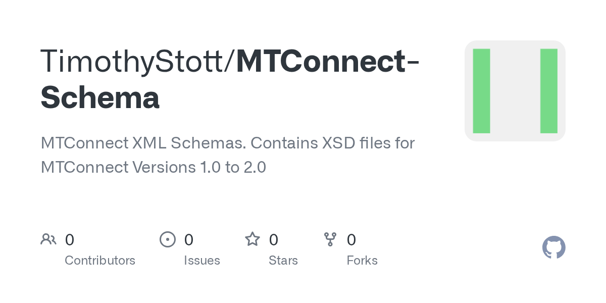 GitHub TimothyStott/MTConnectSchema MTConnect XML Schemas. Contains