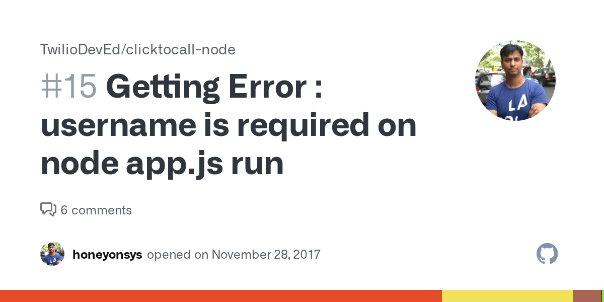 Getting Error username is required on node app.js run · Issue 15