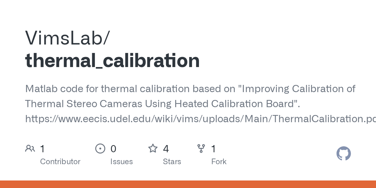 GitHub VimsLab/thermal_calibration Matlab code for thermal calibration based on "Improving